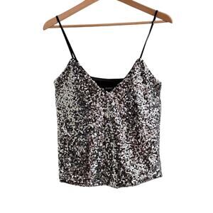 Bardot Silver Sequin Adjustable Strap Tank Sz 6/Small